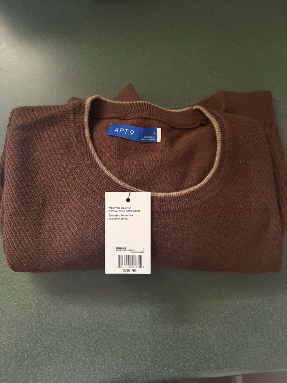 Apt. 9 Men's Chocolate Brown Crewneck Sweater